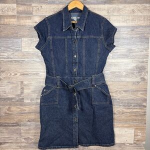 Street Blues Denim Button-Up Dress with Belt Size XL Women's